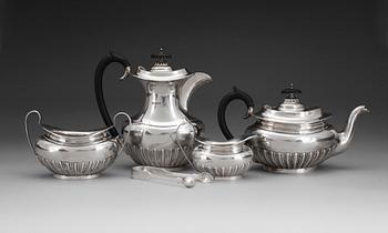 KAFFE- OCH TESERVIS, 5 delar, silver, Sheffield, England. 1858. Ca 2000g.