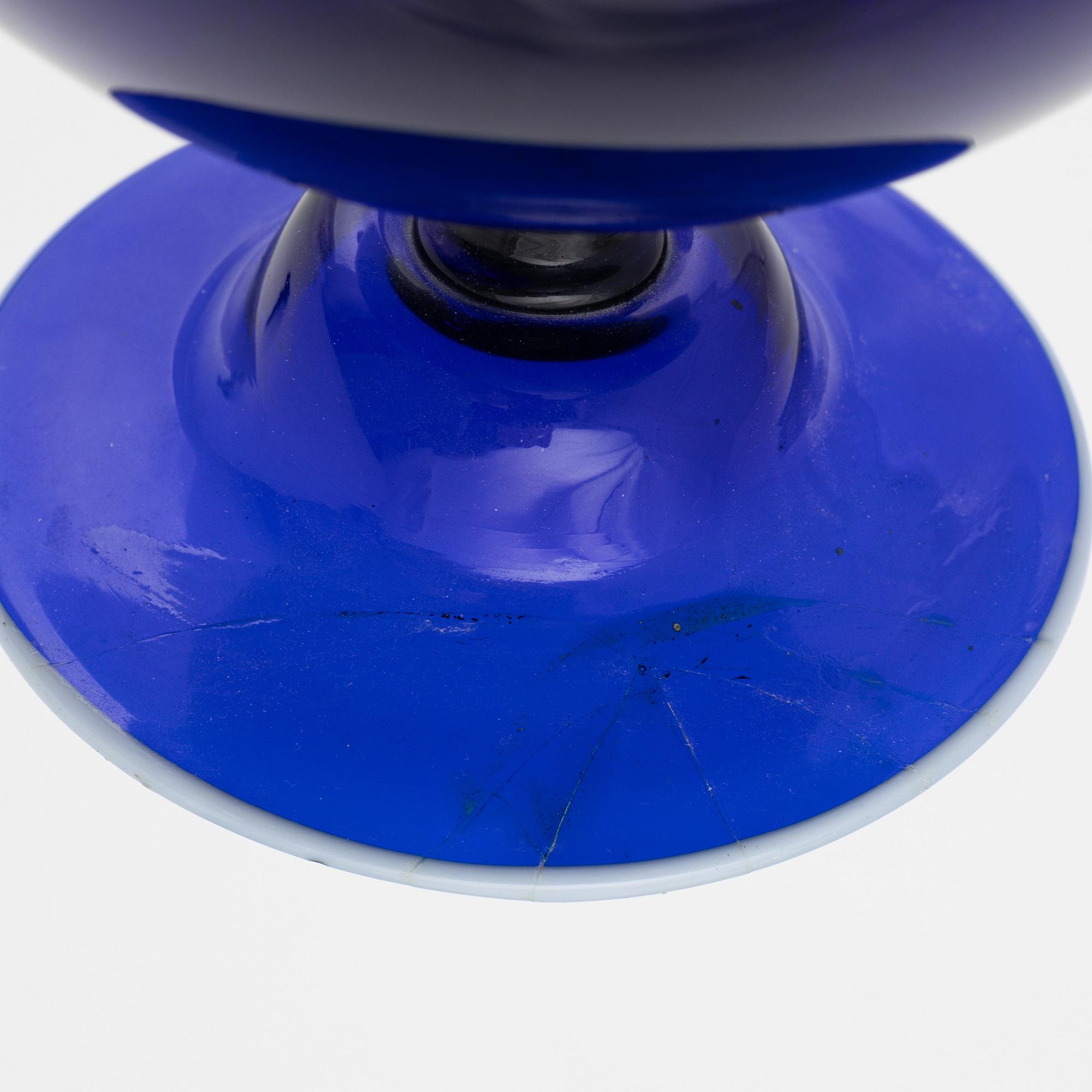 A blue glass potpurri urn from Göteborgs glasbruk or Norway, circa 1800.