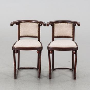 A PAIR OF CHAIRS DESIGNED BY JOSEF HOFFMAN FOR THONET.