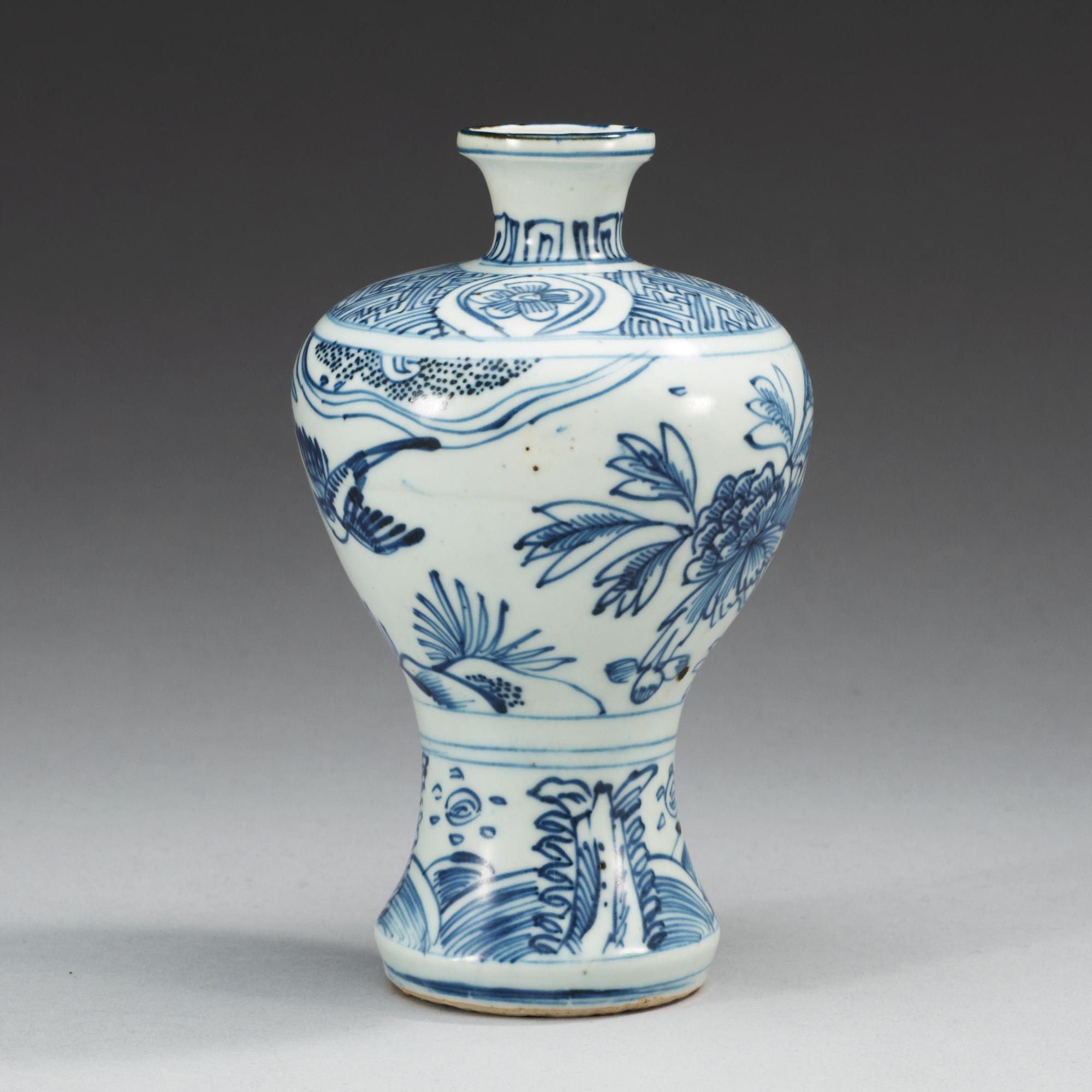 A blue and white vase, Ming dynasty.