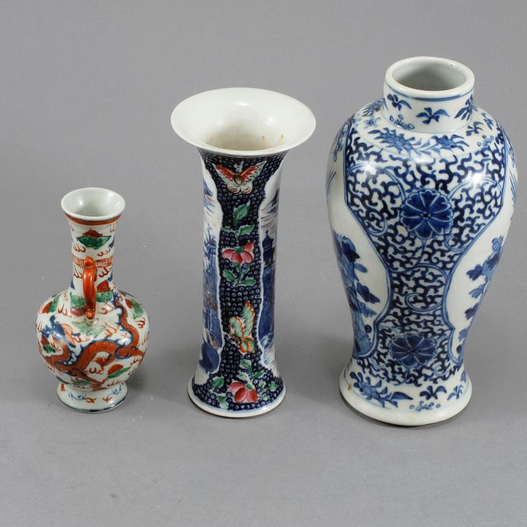 VASER, 3 st, porslin, Kina, 1800/1900-tal.