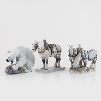 Three Danish porcelain figurines.