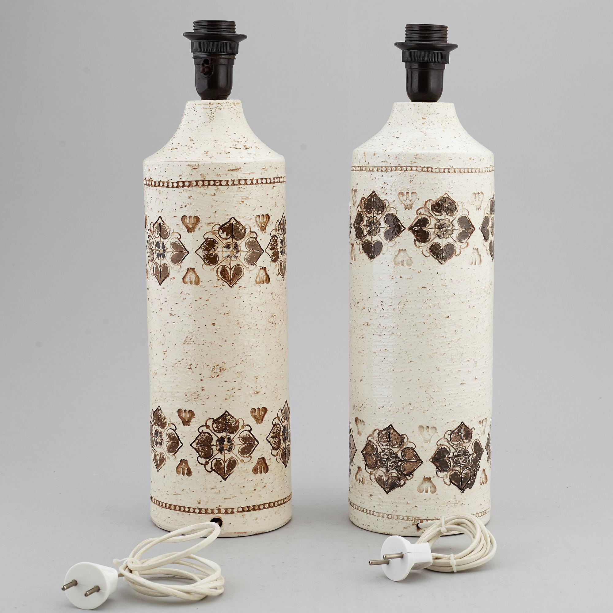 A pair of Bitossi stoneware table lights, Italy.