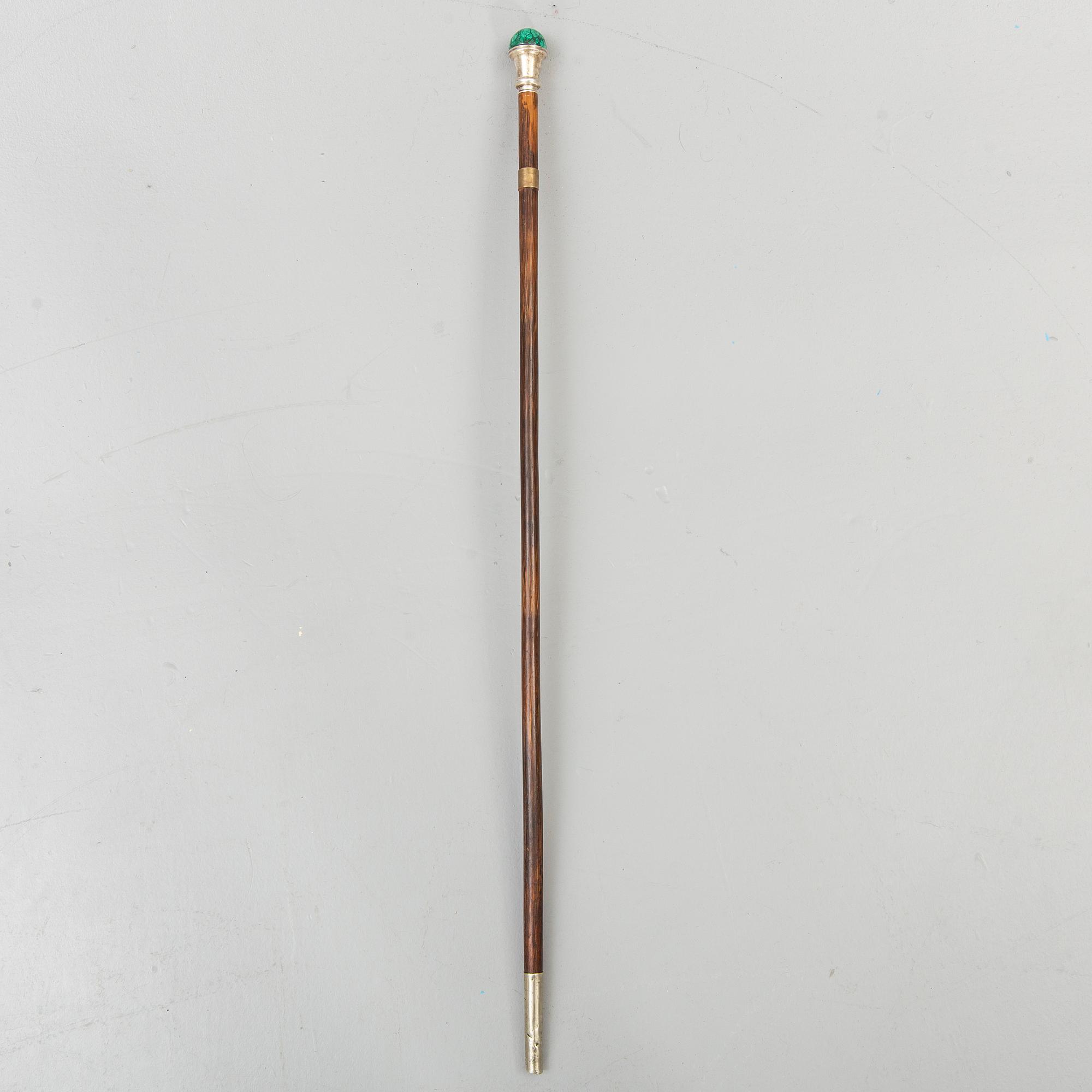 Käpp, ca 1900, England London, silver, malakit.