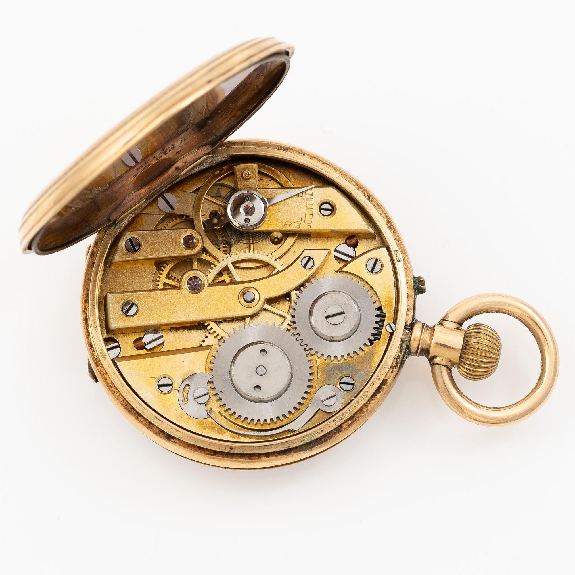 Pocket watch, 14K gold, approx. 34.5 mm.