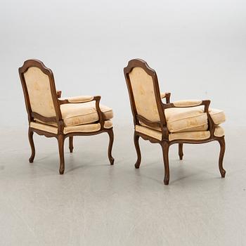 Fåtöljer ett par, Louis XV, 1800-tal.
