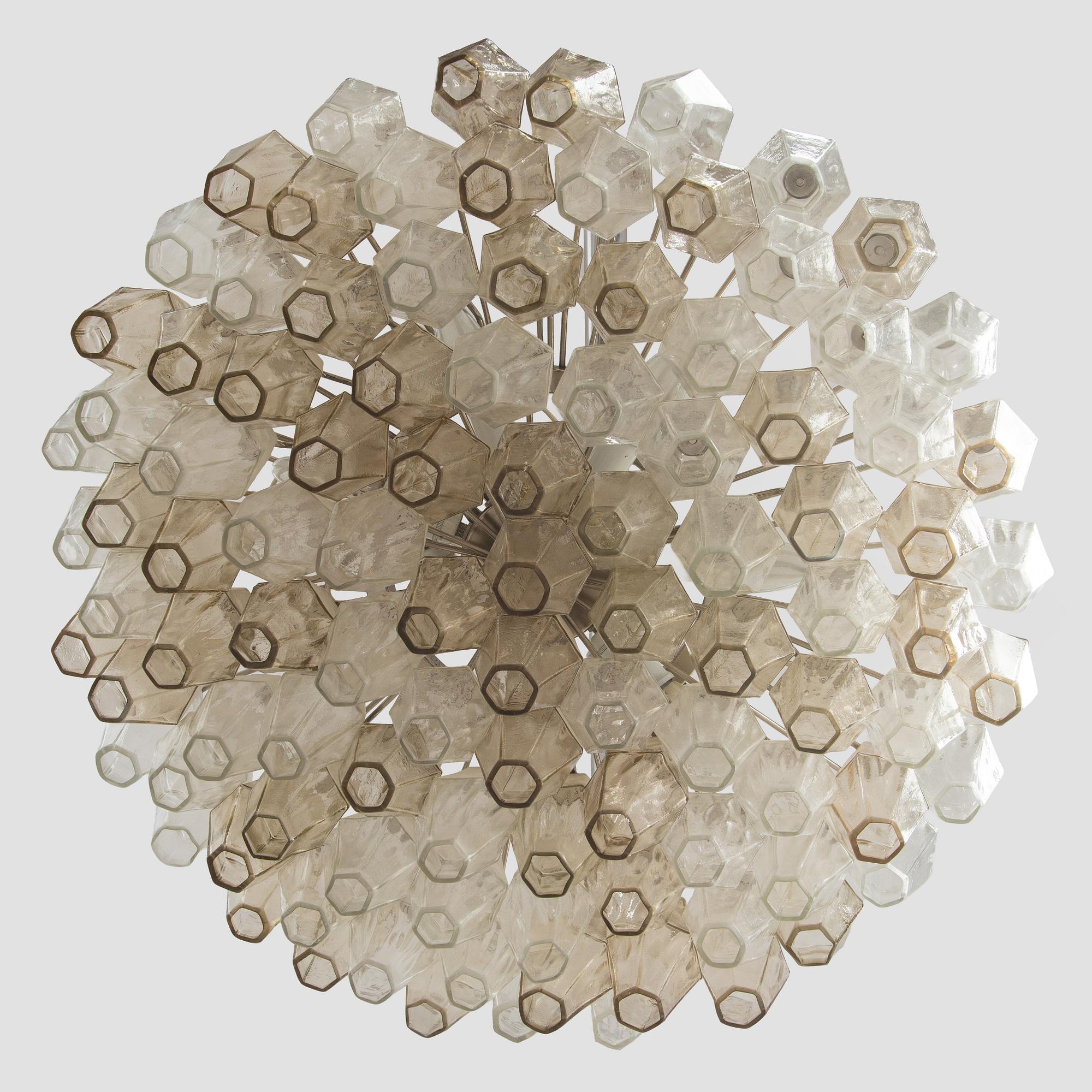 Carlo Scarpa, A1960s 'Polyhedra' chandelier for Venini Murano Italy.