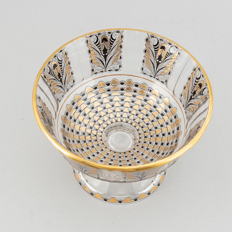 Adolf Beckert, skål på fot, glas, jugend, Steinschönau, 1910/20-tal.