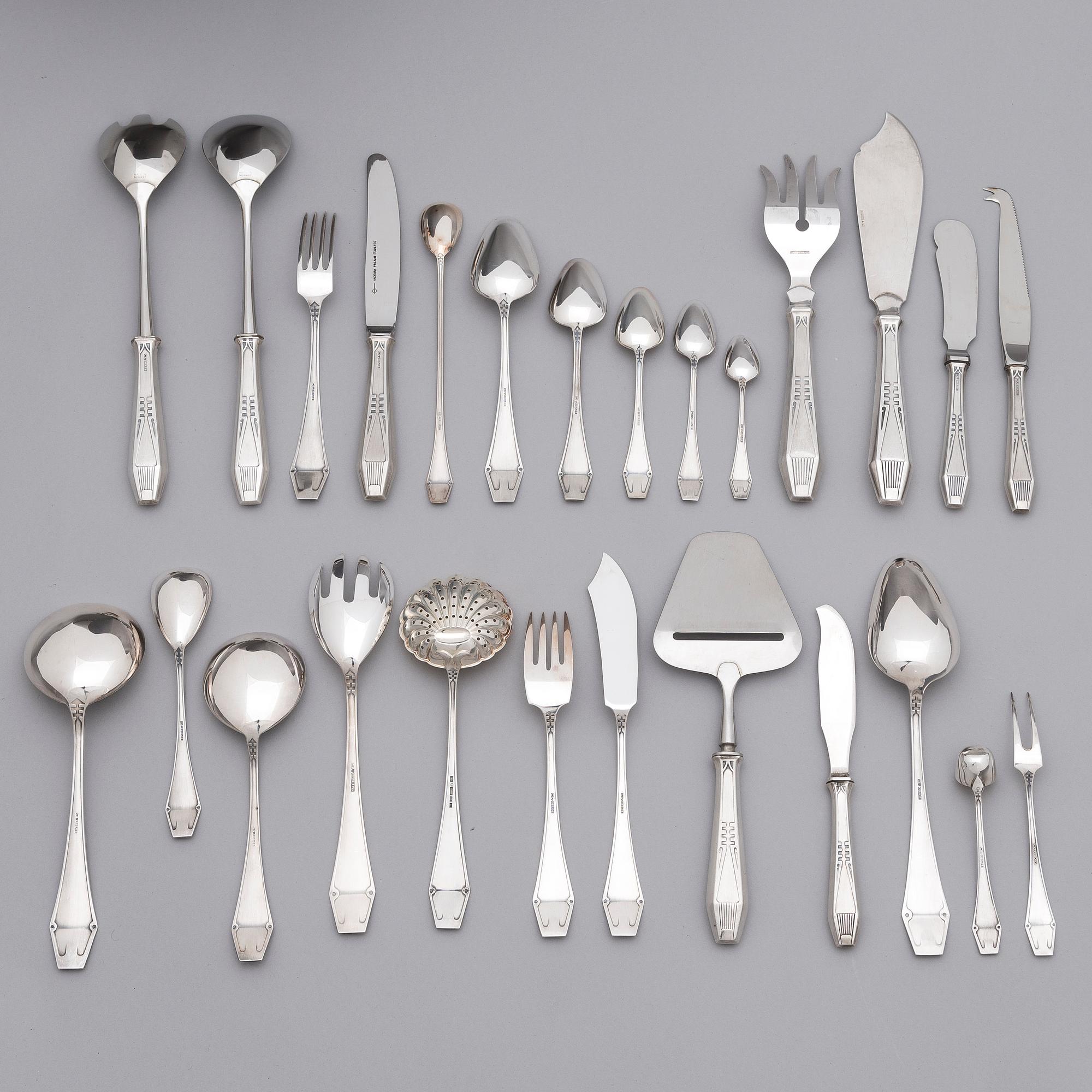 A 131-piece set of 'Suomi' silver cutlery, Suomen Kultaseppä oy/ Kultateollisuus oy, Turku 1927-1991.
