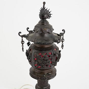 Table lamp, bronze. Japan, circa 1900.