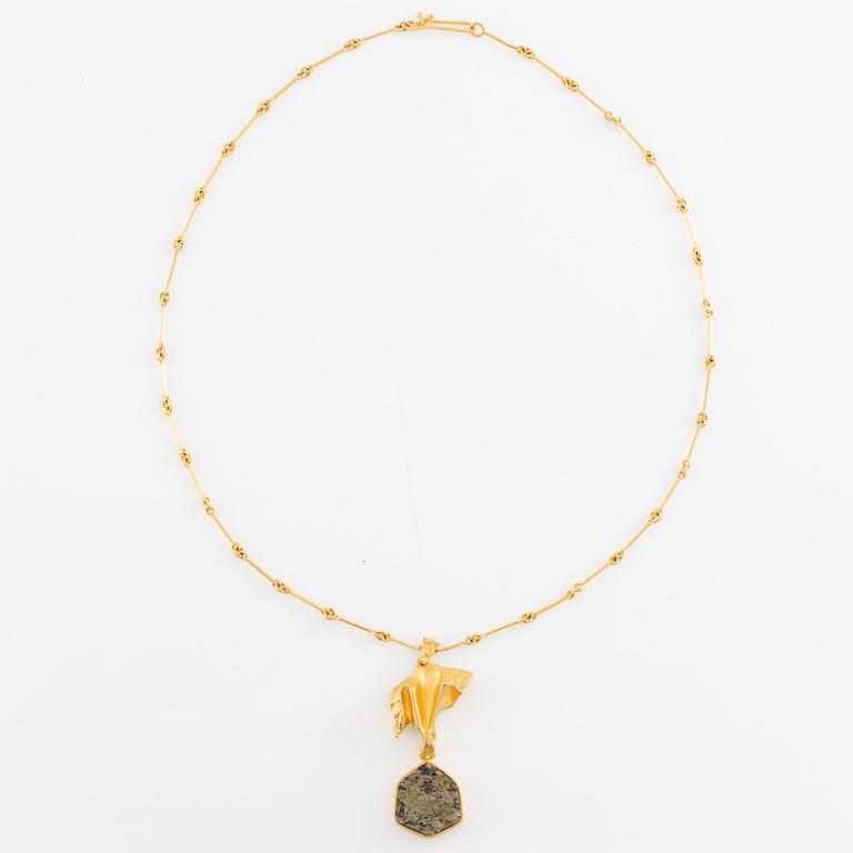 Björn Weckström, a necklace 18K gold with copper ore, for Lapponia, Finland 1976.