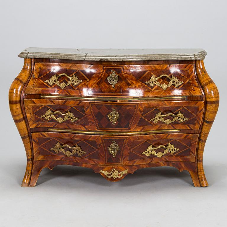 A Swedish Rococo chest of drawer attributed to Johan Neijber (Stockholm 1768-1795).