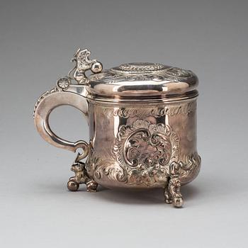 DRYCKESKANNA, silver, barockstil. Adolf Landoff & Son Göteborg, 1949. Ca 1000gr.