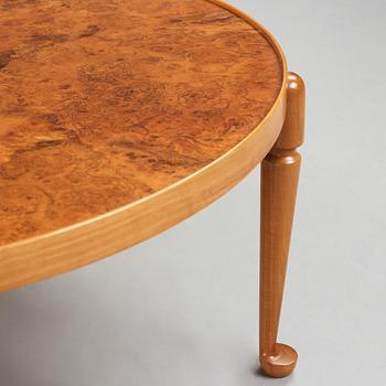 Josef Frank, a burrwood and walnut sofa table, Svenskt Tenn, Sweden, model 2139, executed before 1985.
