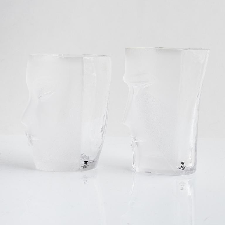A set of five glass objects including Mats Jonasson for Målerås, Sweden.