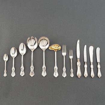 Bestickservis, 91 delar, modell Olga, silver, GAB, Stockholm/Eskilstuna, 1954-93.