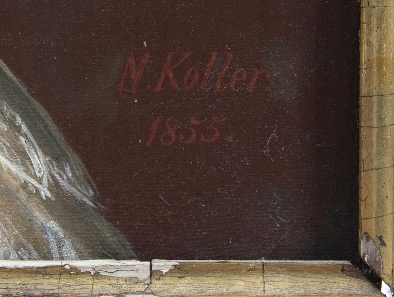 OKÄND KONSTNÄR, olja på duk, sign. "N. Koller" o dat. 1855.