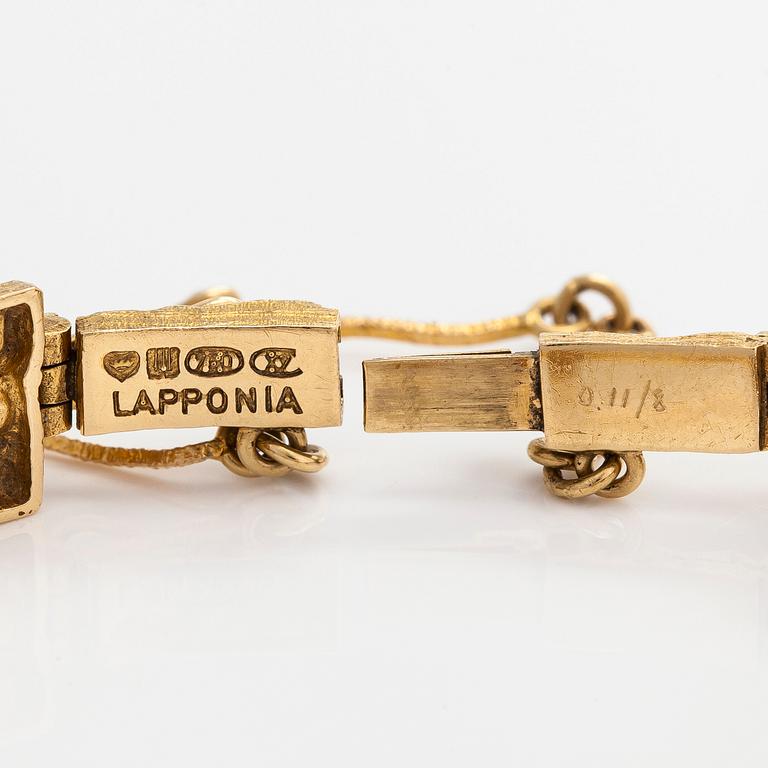 Björn Weckström, an 18K gold 'Diamond etapes' bracelet with single-cut diamonds, Lapponia 1975.