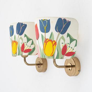 Josef Frank, a pair of model '2143' brass wall lamps, Firma Svenskt Tenn.