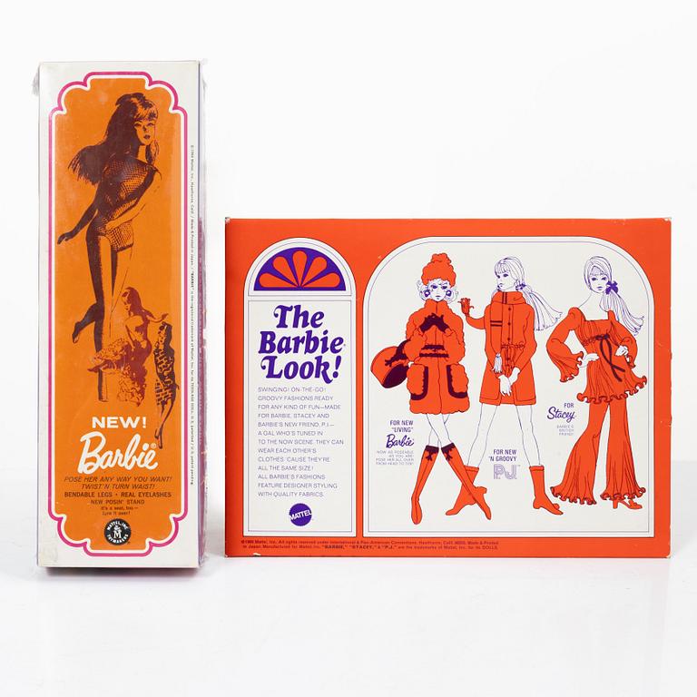 Barbie doll, "Barbie Twist n Turn", 1966, in unopened packaging, with clothes, Mattel, 1960s.
