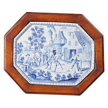 450. A Swedish Rörstrand faience credence tray, 1740's.
