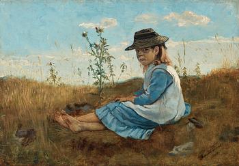 525. Edvard Forsström, ”Flicka i gröngräset” (Girl in the grass).