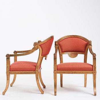 A pair of Swedish chairs in N C Salton's manner,  19th century.