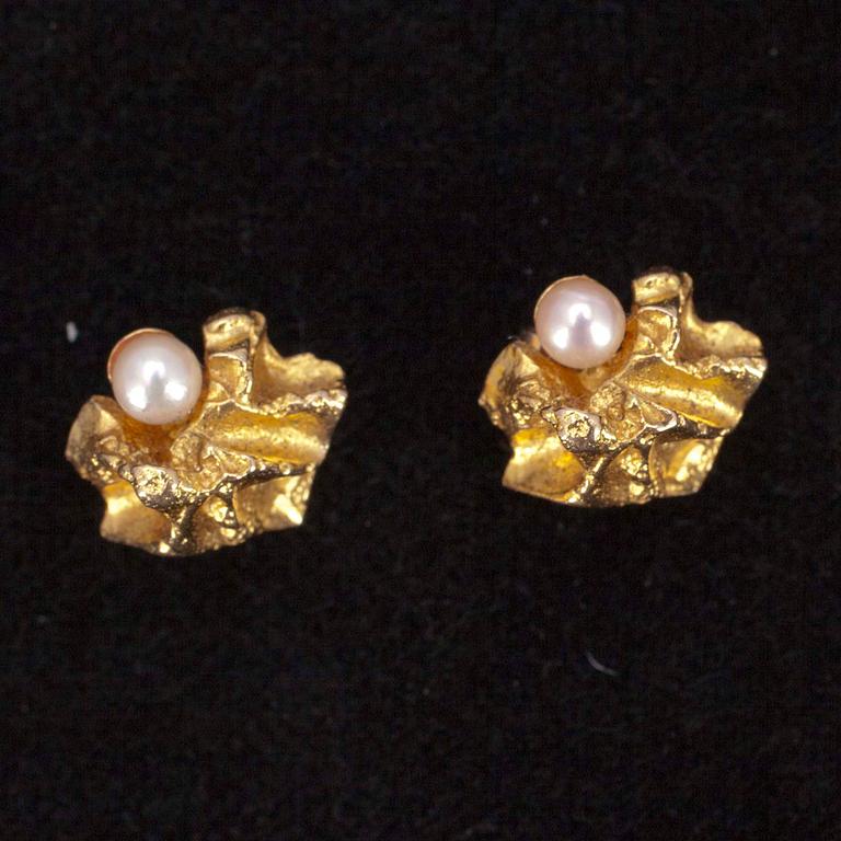 HÄNGE SAMT ÖRHÄNGEN, ett par, guld 14K, pärlor, Björn Weckström, Lapponia. Tot. vikt ca. 9,8 gr.
