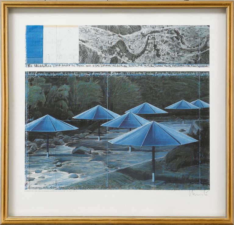 CHRISTO & JEANNE-CLAUDE, offset with a piece of fabric, signed.