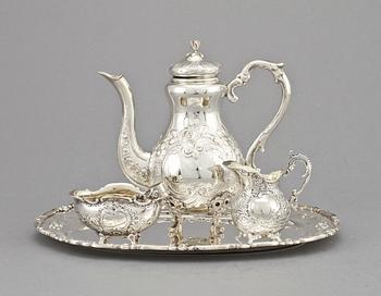 PARTI SILVER, 5 delar, mestadels GEWE, Malmö, 1951, vikt 883 g.