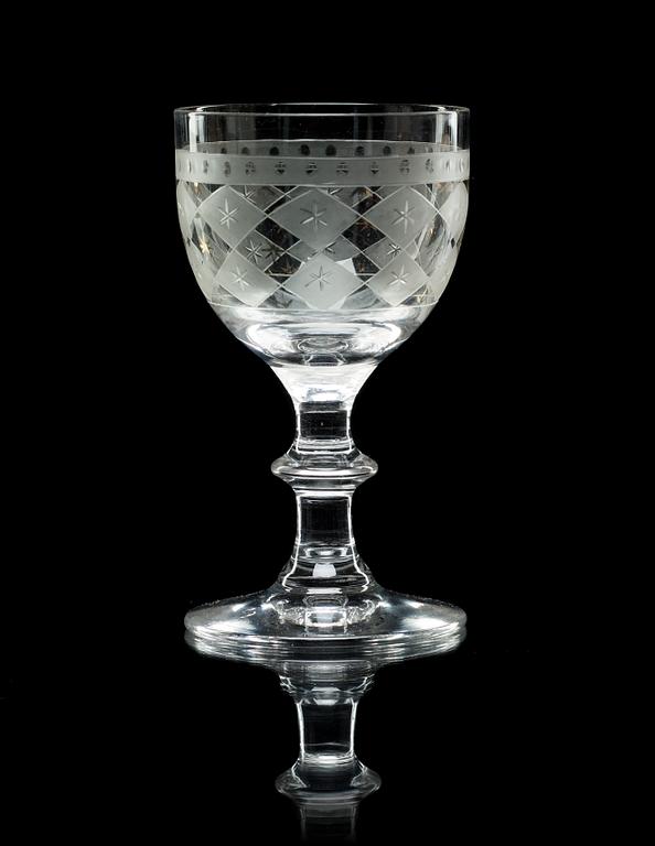 A set of twelve wine glasses, 19th century.