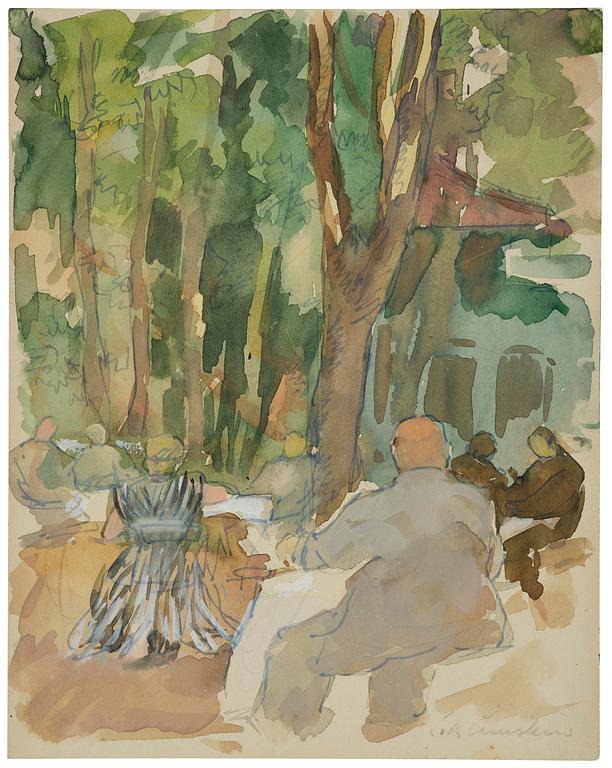 Lotte Laserstein, Café scene under the trees.