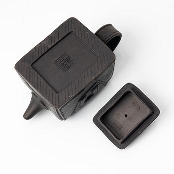 Zhou Guizhen, A Chinese 'leather bag' teapot, yixing, 1980s.