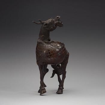 A Japanese bronze censer with cover, 19th Century.