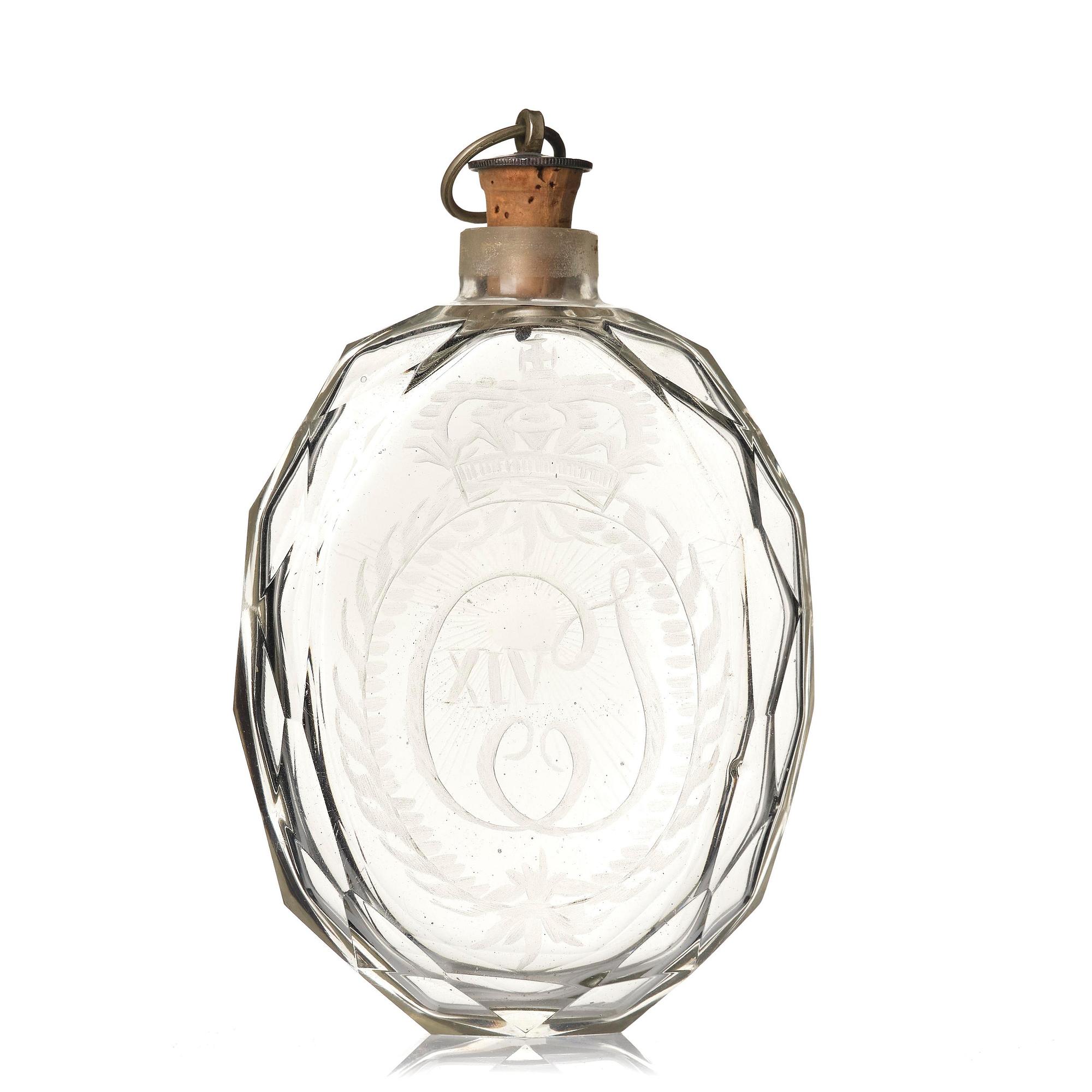 A Swedish glass hunting flask, 19th century.