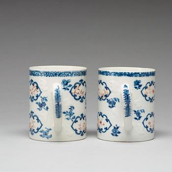 MUGGAR, ett par, kompaniporslin. Qingdynastin, Qianlong (1736-95).