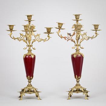 KANDELABRAR, ett par, oskarianska, 1800/1900-tal.