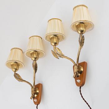 Harald Notini, wall lamps 1 pair, model "8651", Arvid Böhlmarks Lampfabrik, 1940s-50s.