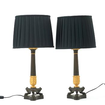 A pair of French 19th century table lamps.