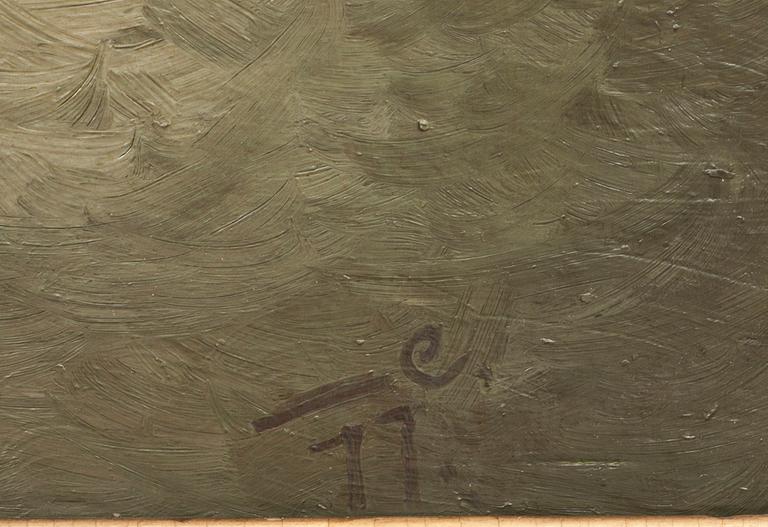OKÄND KONSTNÄR, olja på pannå, otydligt signerad. 1800-talets andra hälft.