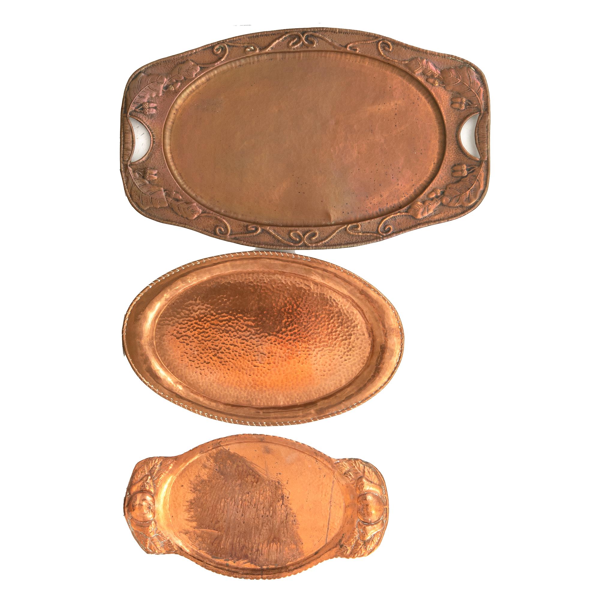 Trays 3 pcs Art Nouveau early 20th century.
