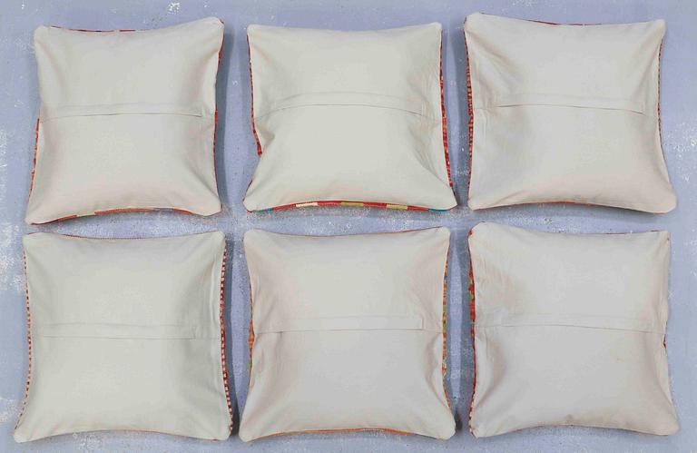 Six Kilim cushions, ca 50 x 50 cm.