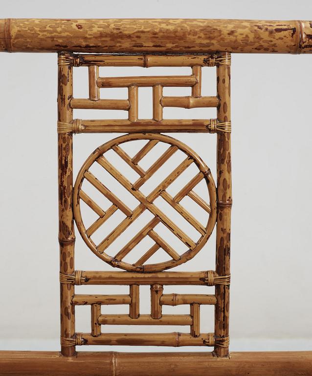 A pair of Bambu and Hardwood armchairs. Qing dynasty, 19th Century.