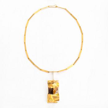 Björn Weckström, a 14K gold necklace, 'Janus', with smoky quartz and rock crystal for Lapponia 1967.