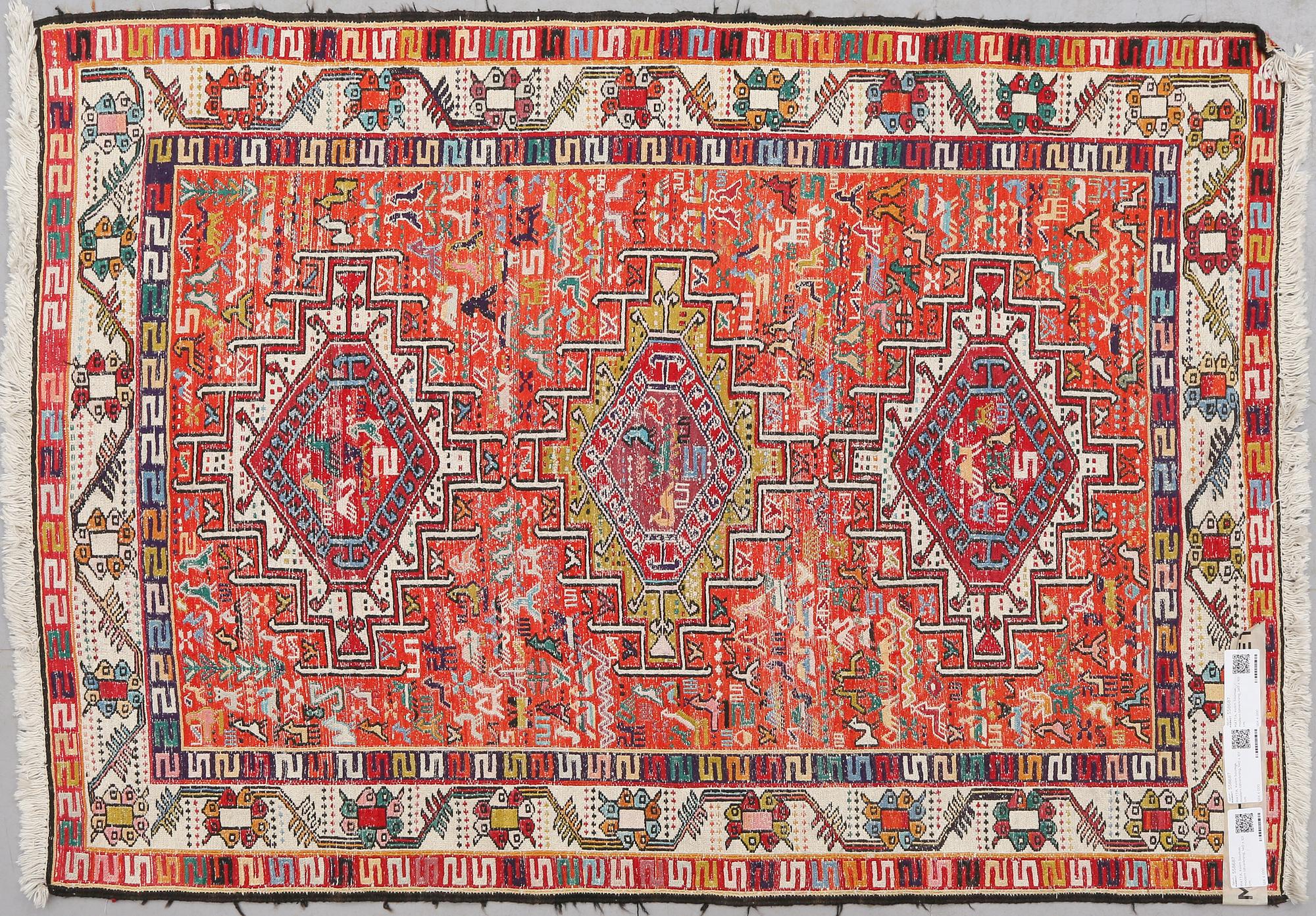 MATTA, Kelim Soumak, silke, modern tillverkning, 140 x 101 cm.