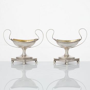 A pair of Swedish late Gustavian parcel-gilt silver salt-cellers, mark of Lars Söderström, Umeå (1815-1833).