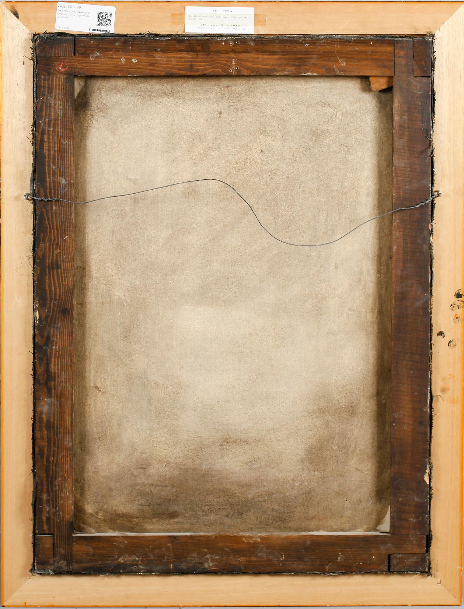 OKÄND KONSTNÄR, 2 st, oljor på duk, 2000-tal.