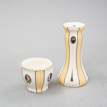 Julius Dressler, a ceramic plant pot and pedestal, Austria, early 20th Century.