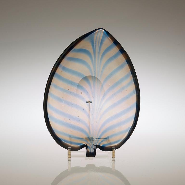 A Tyra Lundgren irridescent blue and smoke coloured glass bowl, Venini, Murano, Italy, 1930's-40's.