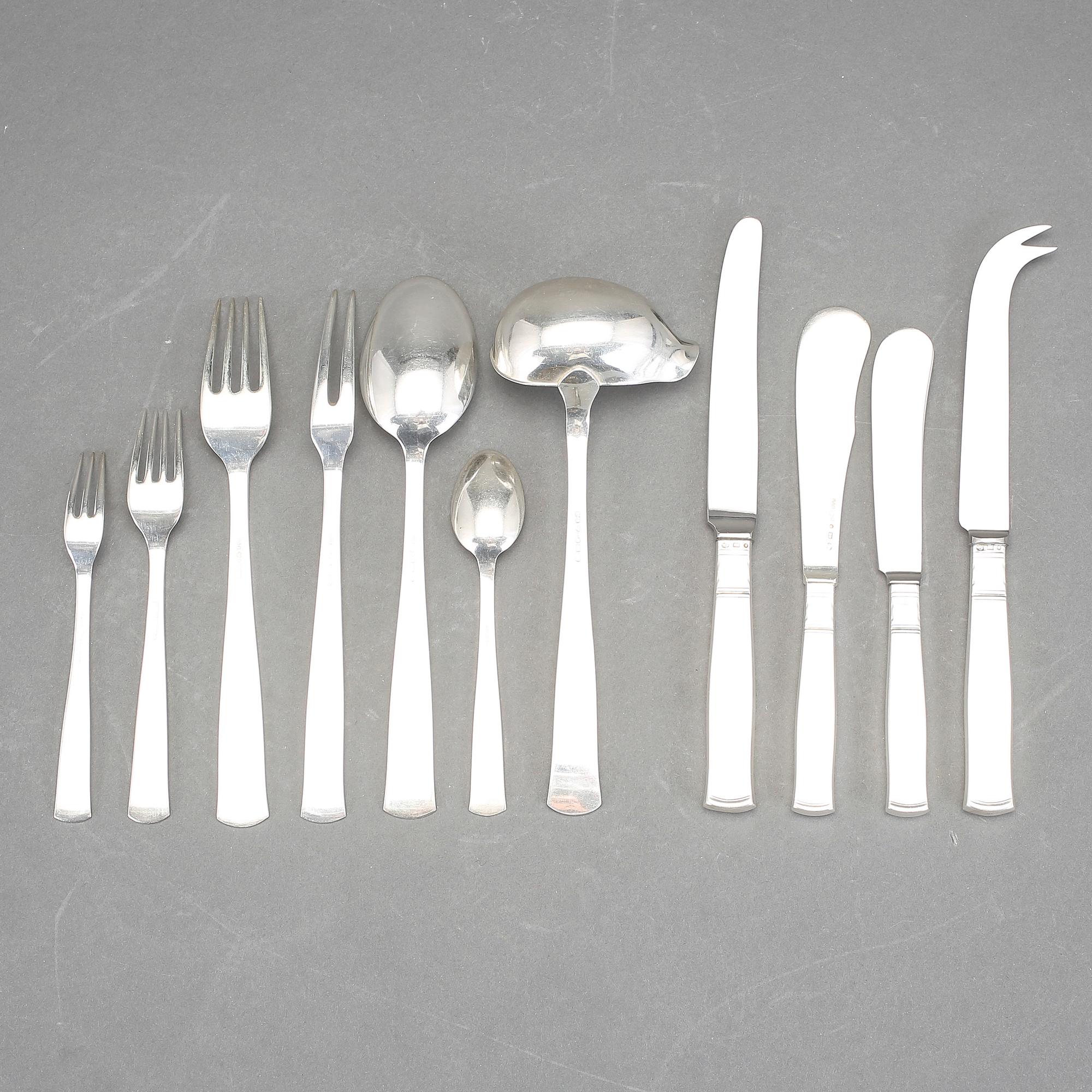 BESTICKSERVIS, 68 delar, silver, "Rosenholm", GAB, Stockholm, 1945. Vikt ca 1419g.